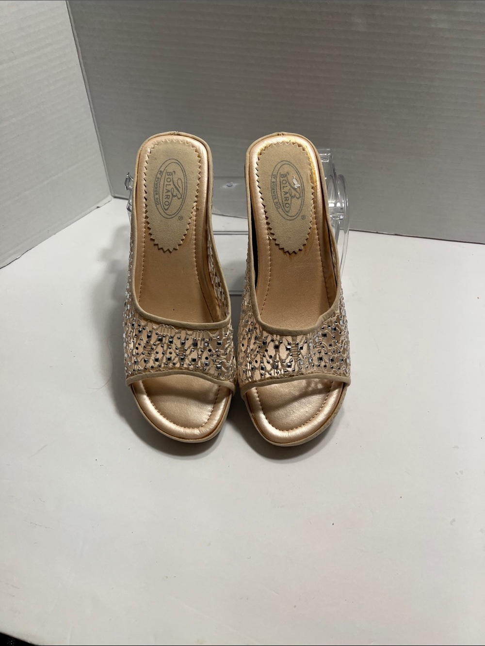 Beaded Gold Slide Mules - Women